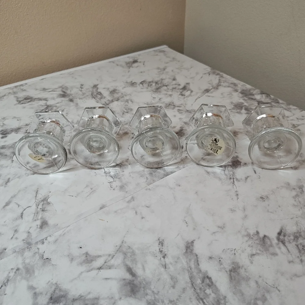 Glass Candle Votive Tealight Candlestick Holder Set Of 5